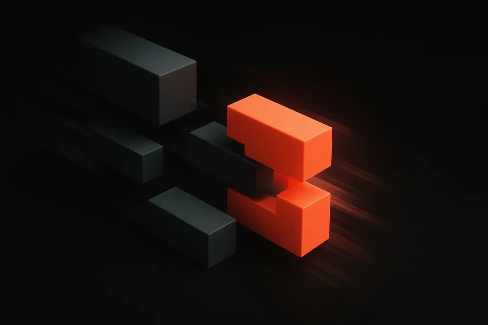 Coral modular blocks assembling at speed on black